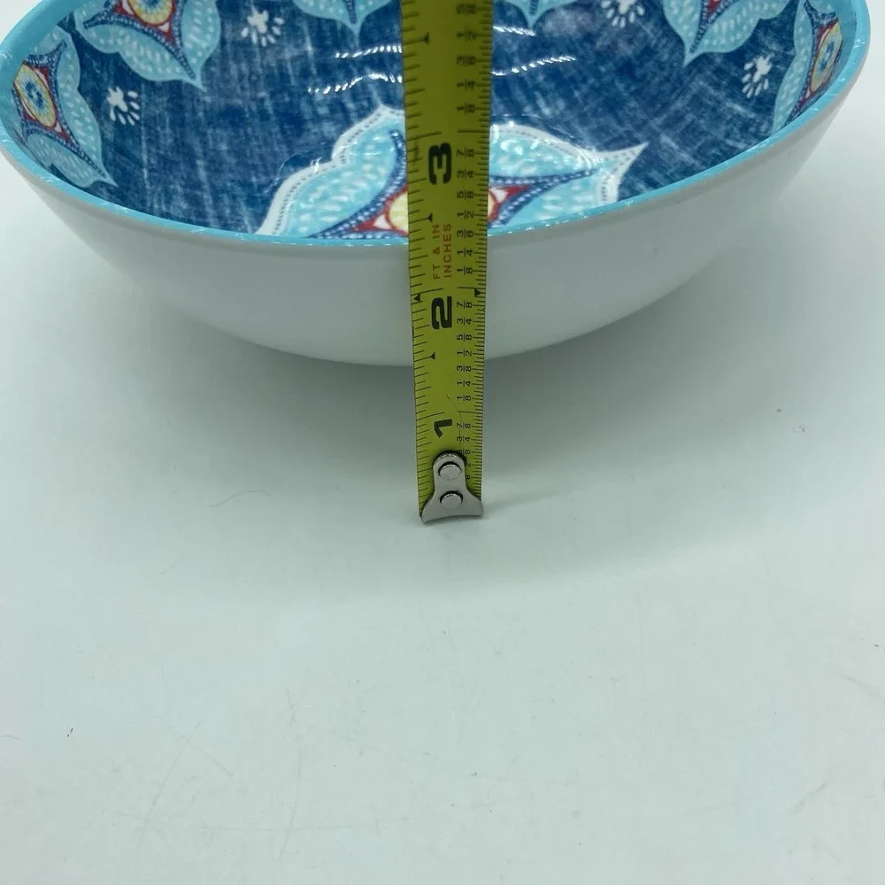 Set Of 4 Better Homes & Gardens Melamine Cereal Bowl Set Geometric Turquoise